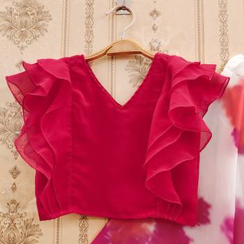 Pink printed faux georgette lehenga and choli for girls 4