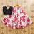Black printed faux georgette lehenga and choli for girls