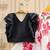 Black printed faux georgette lehenga and choli for girls