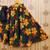 Black printed faux georgette lehenga and choli for girls