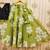 Black printed faux georgette lehenga and choli for girls