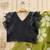 Black printed faux georgette lehenga and choli for girls