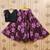 Black printed faux georgette lehenga and choli for girls