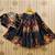 Black printed chanderi silk lehenga and choli for girls