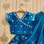 Turquoise embroidered taffeta lehenga and choli for girls