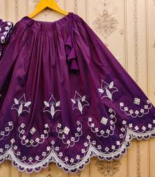 Purple embroidered taffeta lehenga and choli for girls