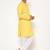 Men's festive lemon yellow printed kurta with white churidar