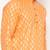 Men's festive orange printed kurta with white churidar