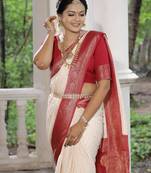 Off White Khadi Georgette silk blend Saree