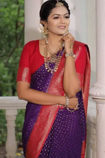 Purple Khadi Georgette silk blend Saree
