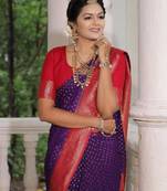 Purple Khadi Georgette silk blend Saree