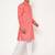 Men's festive peach printed kurta with white churidar