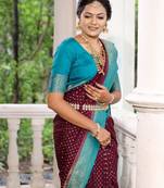 Wine Khadi Georgette silk blend Saree