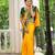 Yellow Khadi Georgette silk blend Saree