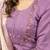 Lavender Designer Straight Kurti Pant Dupatta Set with Embroidery and Hand Work