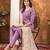 Lavender Designer Straight Kurti Pant Dupatta Set with Embroidery and Hand Work