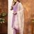 Lavender Designer Straight Kurti Pant Dupatta Set with Embroidery and Hand Work