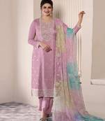Light purple silk semi stitched wedding suits