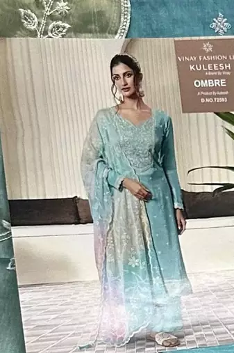 Sky blue silk semi stitched wedding suits