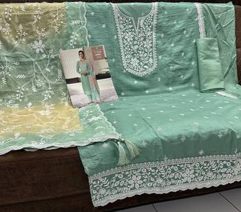 Light green silk semi stitched wedding suits 2