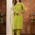 Parrot green Designer Straight Kurti Pant Dupatta Set With Embroidery And Hand Work