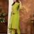 Parrot green Designer Straight Kurti Pant Dupatta Set With Embroidery And Hand Work