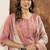 Peach Designer Straight Kurti Pant Dupatta Set With Embroidery And Hand Work