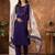 Purple Designer Straight Kurti Pant Dupatta Set With Embroidery And Hand Work