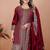 MAROON CHINON SILK  PARTY WEAR SUIT SET 