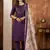 Wine Designer Straight Kurti Pant Dupatta Set With Embroidery And Hand Work