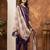 Wine Designer Straight Kurti Pant Dupatta Set With Embroidery And Hand Work