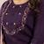 Wine Designer Straight Kurti Pant Dupatta Set With Embroidery And Hand Work