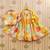 Yellow printed chanderi silk lehenga and choli for girls