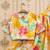 Yellow printed chanderi silk lehenga and choli for girls