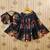 Black printed chanderi silk lehenga and choli for girls