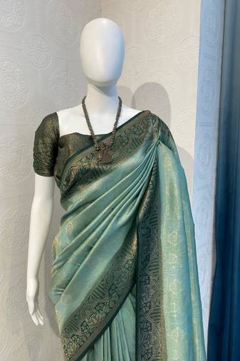 Blue Rich Pallu Jacquard  silk blend Saree