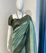 Blue Rich Pallu Jacquard  silk blend Saree