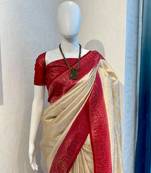 Cream Rich Pallu Jacquard  silk blend Saree