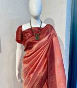 Dark Peach Rich Pallu Jacquard  silk blend Saree