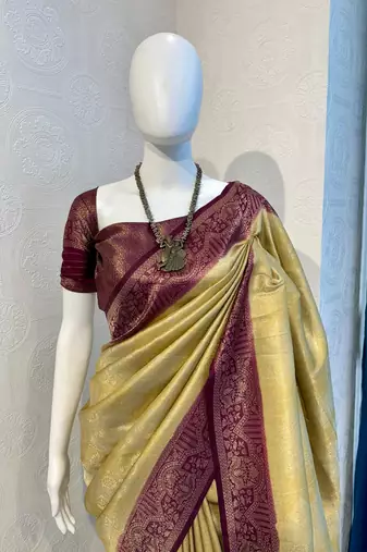 Golden Rich Pallu Jacquard  silk blend Saree