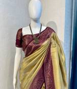 Golden Rich Pallu Jacquard  silk blend Saree