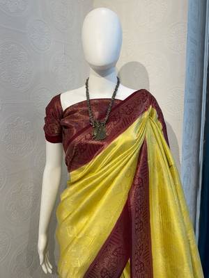 Mustard Rich Pallu Jacquard  silk blend Saree 1