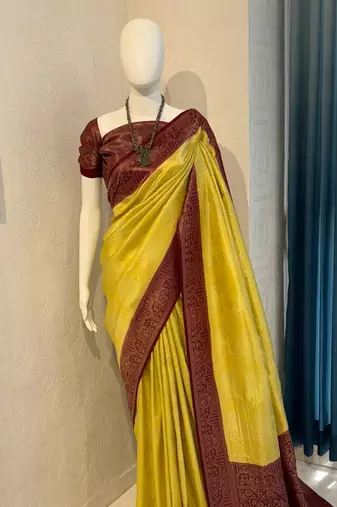 Mustard Rich Pallu Jacquard  silk blend Saree