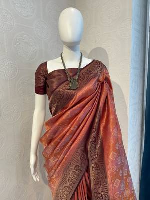 Brown Rich Pallu Jacquard  silk blend Saree 1