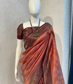 Brown Rich Pallu Jacquard  silk blend Saree