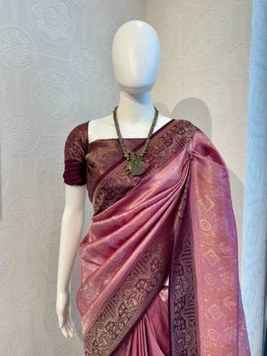 Pink Rich Pallu Jacquard  silk blend Saree 1