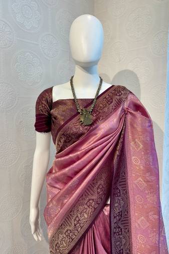 Pink Rich Pallu Jacquard  silk blend Saree