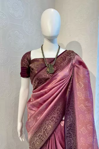 Pink Rich Pallu Jacquard  silk blend Saree