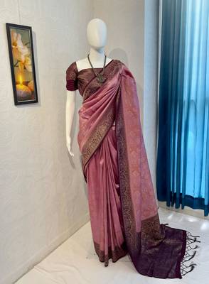 Pink Rich Pallu Jacquard  silk blend Saree 2