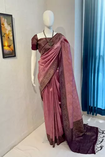 Pink Rich Pallu Jacquard  silk blend Saree